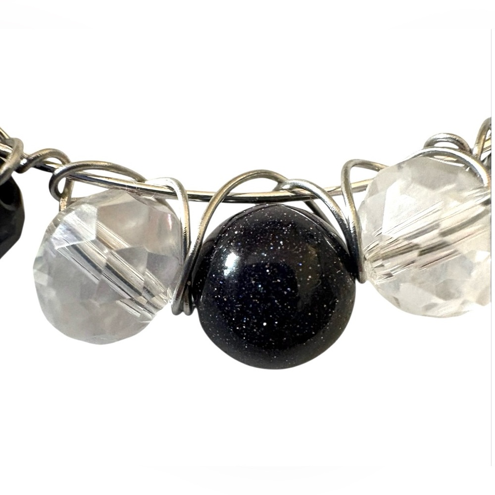 Bracelet with Blue Goldstone and Austrian Crystals Hand Wired - Picture 3 of 8